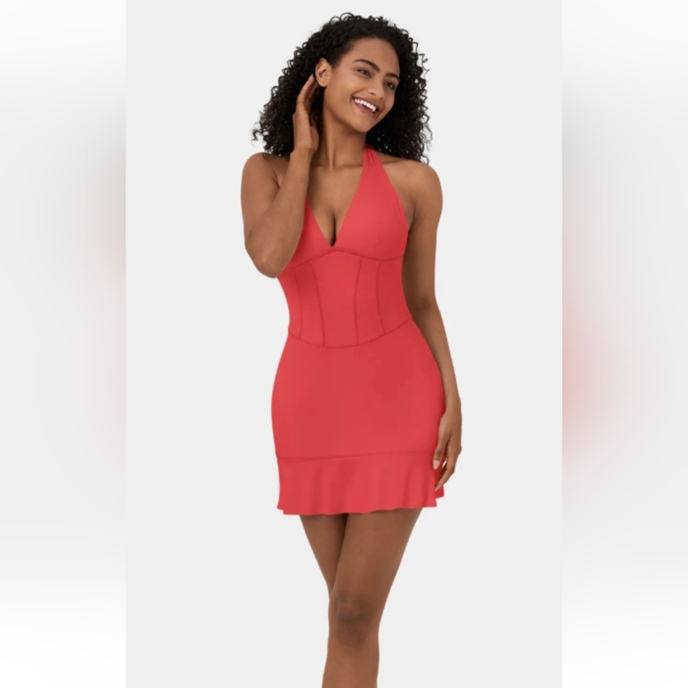 Halara NWT Softlyzero Halter Dress Red Sz L